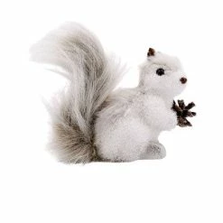 The Christmas Palace Table Tops 6" GREY SQUIRREL WITH PINE CONE SET OF 4