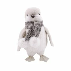 The Christmas Palace 9" CUTE GREY PENGUIN WITH SCARF Deers, Bears & Swans