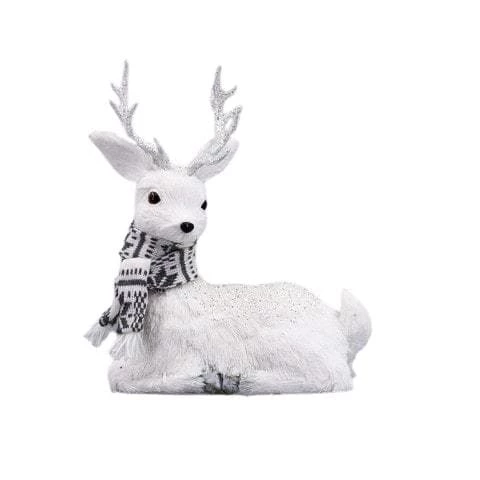 Best Pirce π The π Christmas Palace Table Tops 12" WHITE SITTING DEER WITH SCARF β 1 The Christmas Palace Table Tops 12" WHITE SITTING DEER WITH SCARF