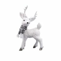 The Christmas Palace 15" WHITE STANDING DEER WITH SCARF Table Tops