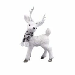 The Christmas Palace 15" WHITE STANDING DEER WITH SCARF Table Tops