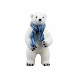 The Christmas Palace 12" STANDING POLAR BEAR WITH BLUE SCARF