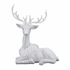 The Christmas Palace 20" WHITE ELEGANT SITTING DEER Deers, Bears & Swans
