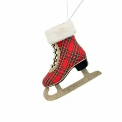 The Christmas Palace Christmas Ornaments 10" RED PLAID ICE SKATE ORNAMENT SET OF 2