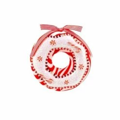 The Christmas Palace 4" PEPPERMINT DOUGHNUT ORNAMENT SET OF 6 Christmas Ornaments