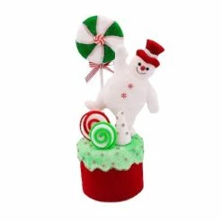 The Christmas Palace Table Tops 16" SNOWMAN ON CANDY FROSTED CAKE
