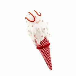 The Christmas Palace 24" RED & WHITE ICE CREAM CONE ORNAMENT