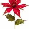 The Christmas Palace 24" RED VELVET POINSETTIA SET OF 6