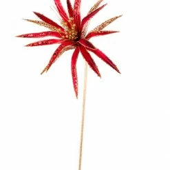 The Christmas Palace 25" RED & GOLD PAPYRUS SET OF 6 Flowers