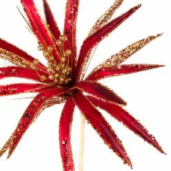 The Christmas Palace 25" RED & GOLD PAPYRUS SET OF 6 Flowers