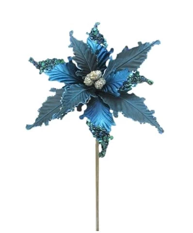 Buy π The π Christmas Palace 18" TURQUOISE & SILVER POINSETTIA SET OF 6 Flowers π 1 The Christmas Palace 18" TURQUOISE & SILVER POINSETTIA SET OF 6 Flowers
