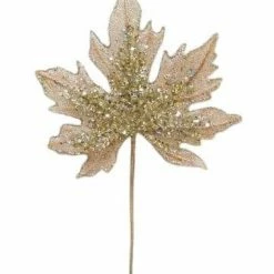 The Christmas Palace 16" CHAMPAGNE LEAF PICK SET OF 6