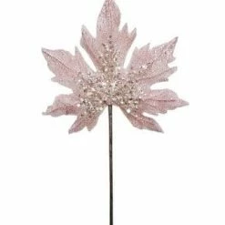 The Christmas Palace 16" PINK LEAF STEM SET OF 6