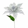 The Christmas Palace 23" SILVER POINSETTIA SET OF 6