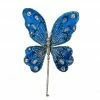 The Christmas Palace 9" BLUE GLITTER BUTTERFLY SET OF 6