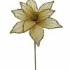 The Christmas Palace Flowers 19" GOLD SHEER POINSETTIA SET OF 6