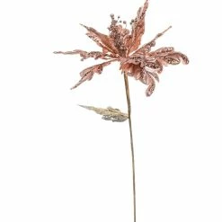 The Christmas Palace 29" ROSE GOLD POINSETTIA STEM SET OF 6 Flowers