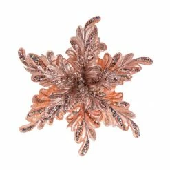 The Christmas Palace 29" ROSE GOLD POINSETTIA STEM SET OF 6 Flowers