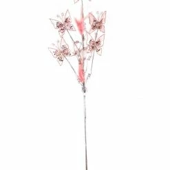 The Christmas Palace Stems & Picks 29" PINK BUTTERFLY BRANCH SET OF 6