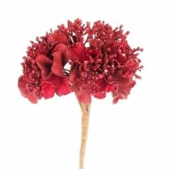 The Christmas Palace 11" RED HYDRANGEA SET OF 6 Flowers