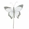 The Christmas Palace 9" SILVER BUTTERFLY PICK SET OF 6 Butterflies