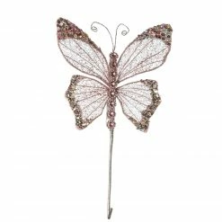 The Christmas Palace 9" PINK BUTTERFLY PICK SET OF 6