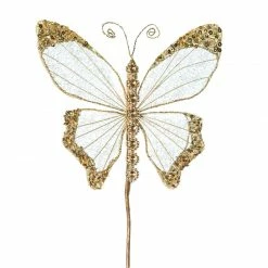 The Christmas Palace Butterflies 9" GOLD BUTTERFLY PICK SET OF 6