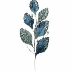 The Christmas Palace Stems & Picks 31" BLUE GRAY LEAVES BRANCH SET OF 6