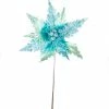The Christmas Palace Flowers 20" AQUA POINSETTIA SET OF 6