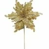The Christmas Palace 15" GOLD VELVET POINSETTIA SET OF 6