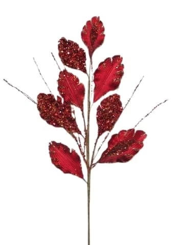 Hot Sale π₯° The π Christmas Palace 25" RED & GOLD SEQUIN LEAF BRANCH SET OF 6 Stems & Picks π₯° 1 The Christmas Palace 25" RED & GOLD SEQUIN LEAF BRANCH SET OF 6 Stems & Picks