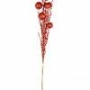 The Christmas Palace 28" RED GLITTER BALL SPRAY SET OF 6