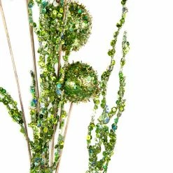 The Christmas Palace 28" GREEN GLITTER BALL SPRAY SET OF 6