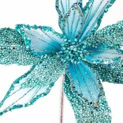 The Christmas Palace 10" TIFFANY BLUE POINSETTIA SET OF 6 Flowers