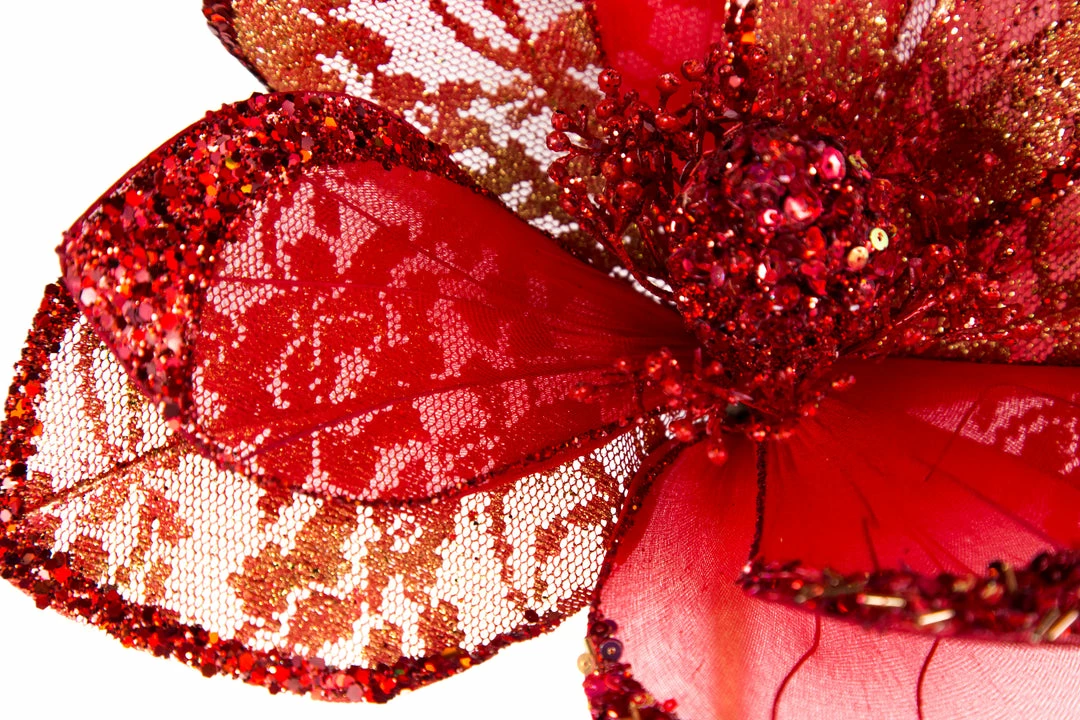 Cheap π― The π Christmas Palace 17" RED GLITTER HIBISCUS SET OF 6 Flowers π 2 The Christmas Palace 17" RED GLITTER HIBISCUS SET OF 6 Flowers