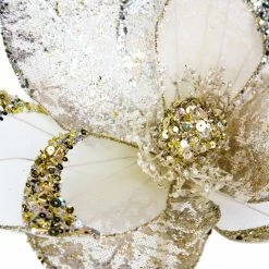 The Christmas Palace Gilded Elegance 17" CELLINE GLITTER HIBISCUS SET OF 6