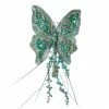 The Christmas Palace 7" TIFFANY BLUE SEQUIN BUTTERFLY CLIP SET OF 6 Butterflies