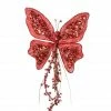 The Christmas Palace 7" RED SEQUIN BUTTERFLY CLIP SET OF 6 Butterflies