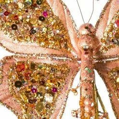 The Christmas Palace 7" ROSE GOLD SEQUIN BUTTERFLY SET OF 6 Butterflies