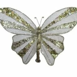 The Christmas Palace 9" CELLINE GLITTER BUTTERFLY CLIP SET OF 6 Butterflies