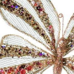 The Christmas Palace 9" PINK BUTTERFLY CLIP SET OF 6 Butterflies