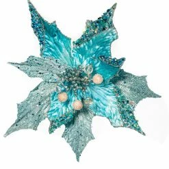 The Christmas Palace Flowers 12" TIFFANY VELVET POINSETTIA SET OF 6