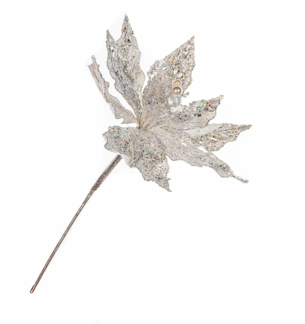 New π The π Christmas Palace Crystal Elegance 12" WHITE & SILVER JEWEL POINSETTIA SET OF 6 𧨠1 The Christmas Palace Crystal Elegance 12" WHITE & SILVER JEWEL POINSETTIA SET OF 6