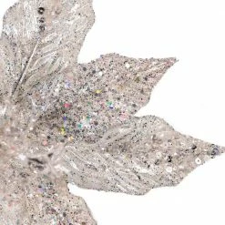 New π The π Christmas Palace Crystal Elegance 12" WHITE & SILVER JEWEL POINSETTIA SET OF 6 𧨠7 The Christmas Palace Crystal Elegance 12