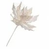 The Christmas Palace Flowers 14" WHITE GLITTER POINSETTIA SET OF 6