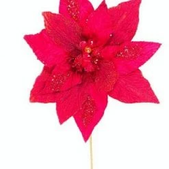 The Christmas Palace 18" RED POINSETTIA STEM SET OF 6