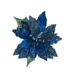 Brand new π The β Christmas Palace 18" BLUE & GRAY POINSETTIA STEM SET OF 6 π₯° 5 The Christmas Palace 18