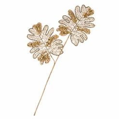 The Christmas Palace 21" GOLD JEWEL CALADIUM LEAF STEM SET OF 6