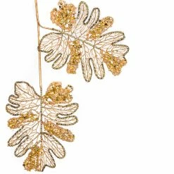 The Christmas Palace 21" GOLD JEWEL CALADIUM LEAF STEM SET OF 6