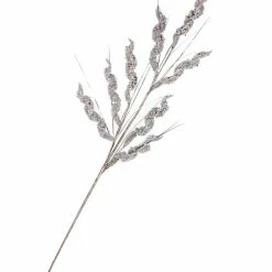 The Christmas Palace 31" SILVER SWIRL GLITTER CLUSTER PICK SET OF 6